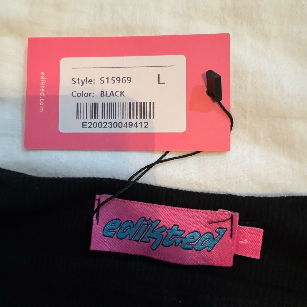 Edikted Black Tank Top with Pink Accents - Picture 4 of 4
